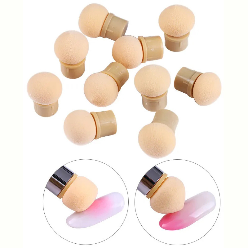 Dip Powder Nail - ラウンドシャープヘッドスポンジヘッド交換ネイルアートジェルポリッシュカラーグラデーションブラシグリッターパウダー点在マニキュアツール