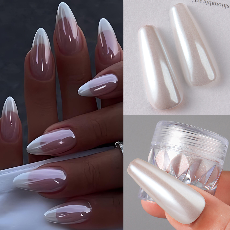 ホワイトクロームパールネイルパウダー1箱、オーロラミラーネイ - Dip Powder Nail のレビューと価格