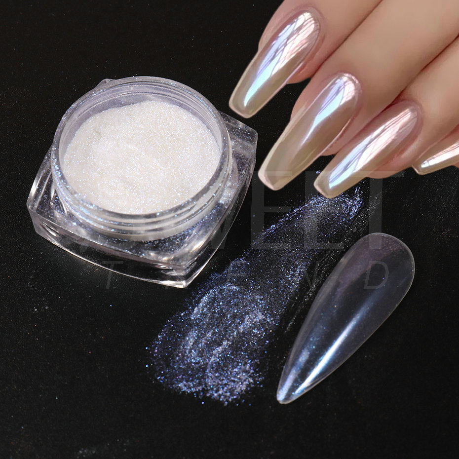 ホワイトパールミラー月光ネイルパウダークローム顔料爪にこする - Dip Powder Nail のレビューと価格