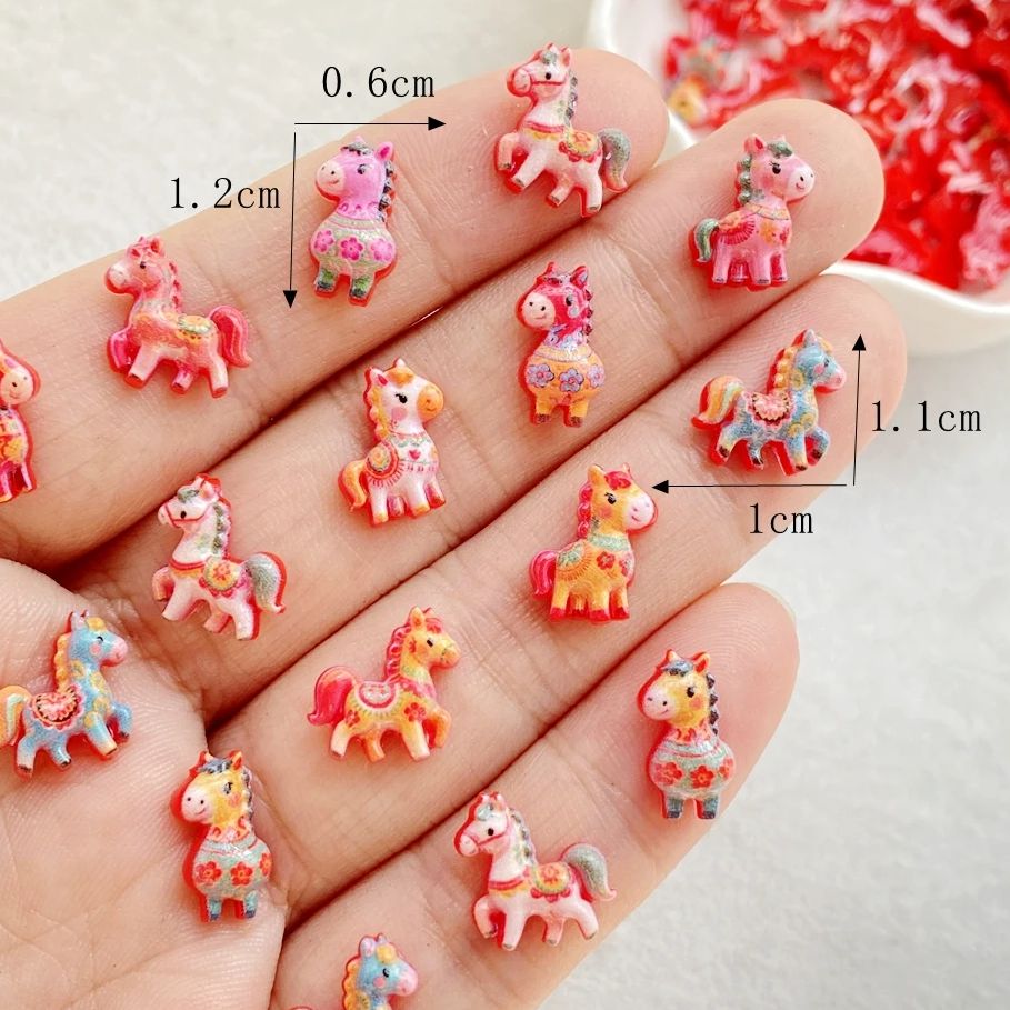 50個入り レジン製 キュートなミニ赤い動物 ユニコーン ポ - Nail Art Red のレビューと価格