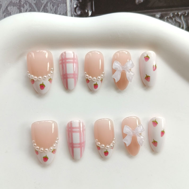 10個入り、女性用、フレンチスタイル、3Dストロベリー、ゴー - Nail Art Red のレビューと価格