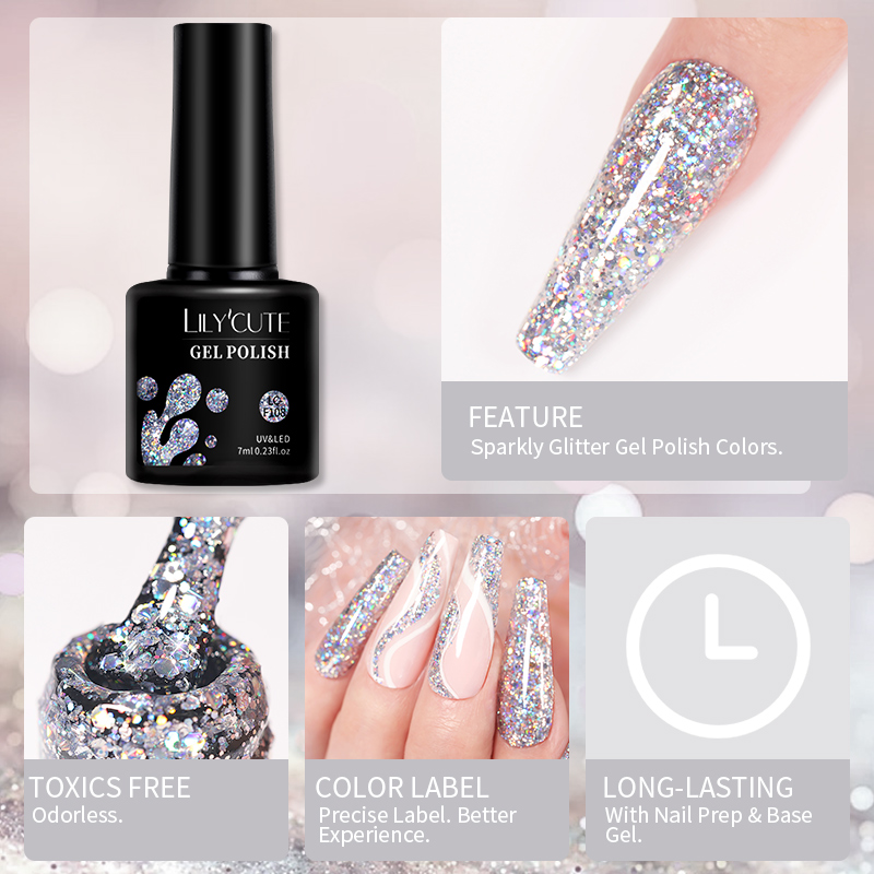 LILYCUTE 7ml グリッターネイルジェルポリッシュ  - Dip Powder Nail のレビューと価格