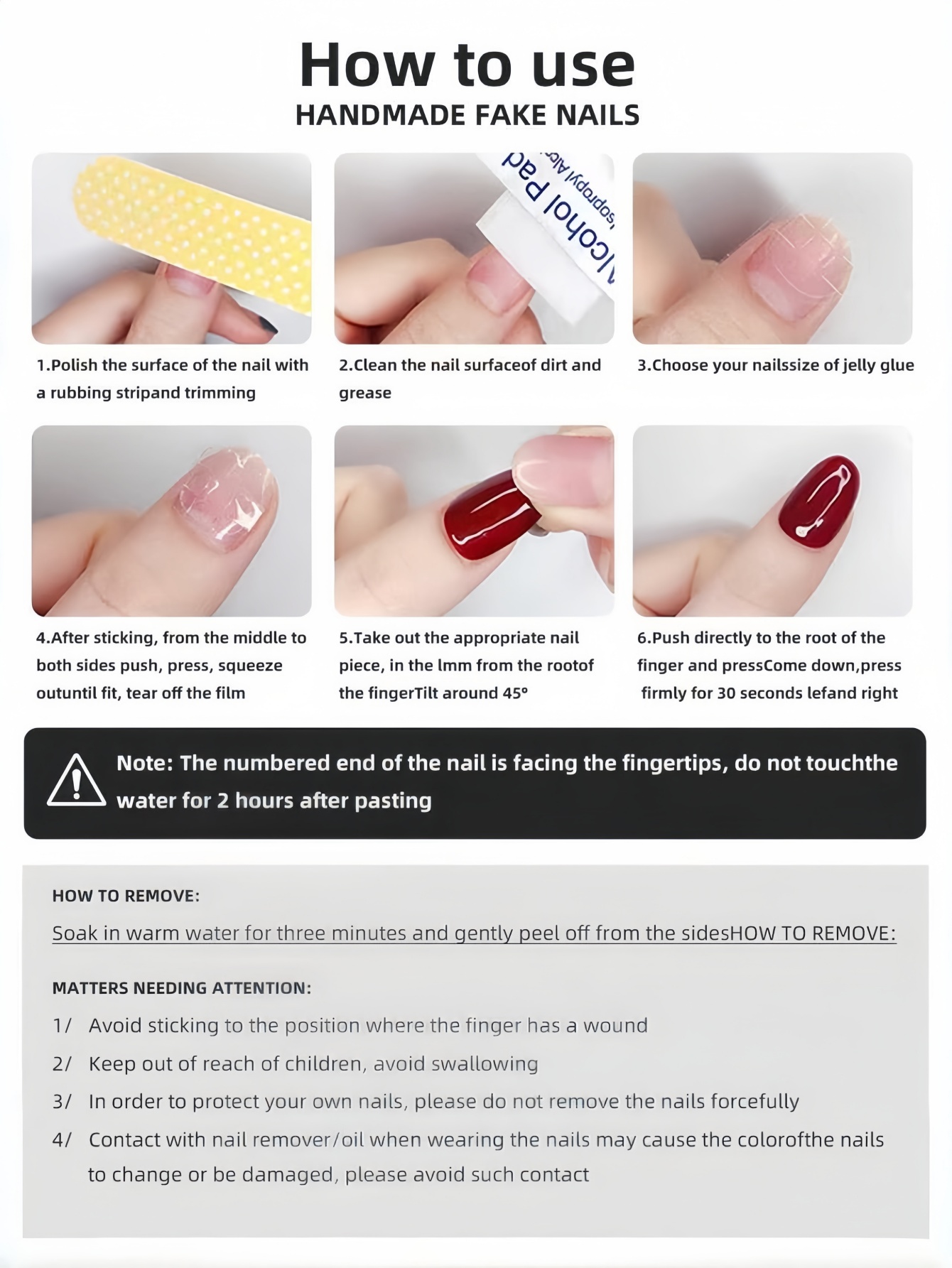 10点セット、水滴型の装着可能なネイル、透明な白い大きなジル - Nail Art Red のレビューと価格