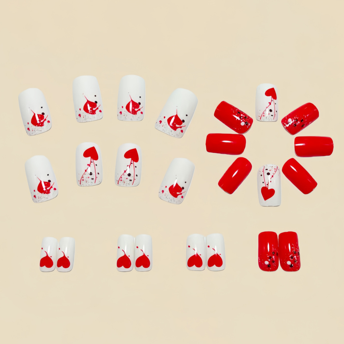バレンタインデー用のグラデーションレッドピンクハートの女性用 - Nail Art Red のレビューと価格