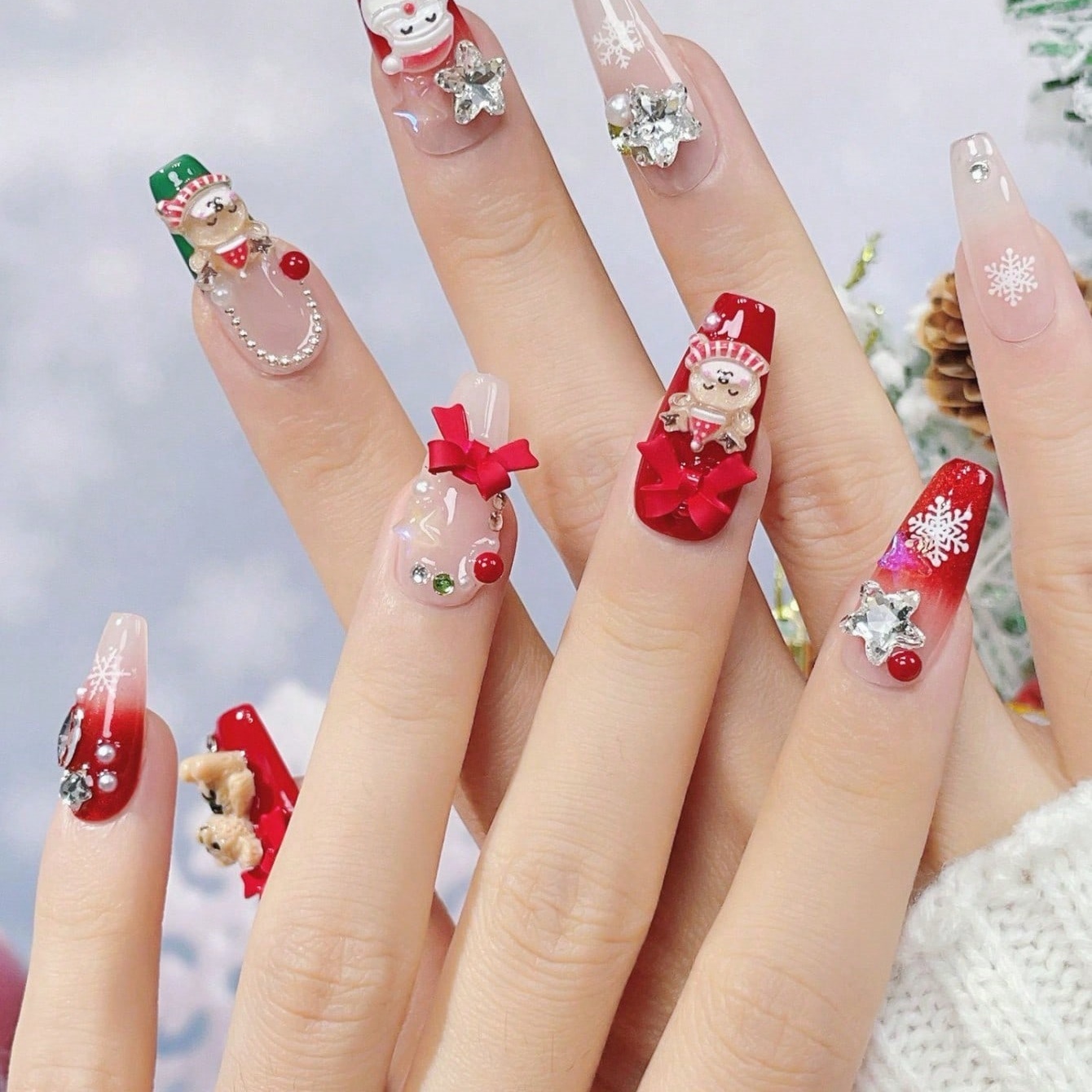 10個入り手作り棺型ネイルアート、美しいフェイクネイル、クリ - Nail Art Red のレビューと価格
