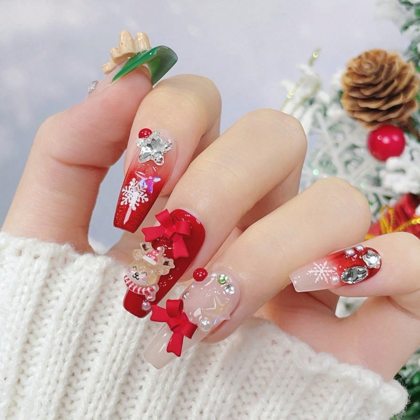 10個入り手作り棺型ネイルアート、美しいフェイクネイル、クリ - Nail Art Red のレビューと価格
