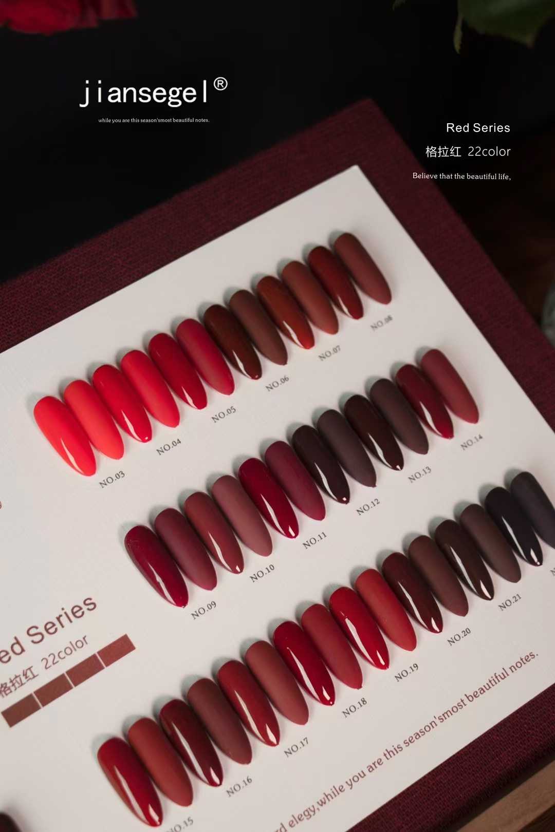 JIANSE 22色ネイルジェルセット ネイルサロン レッド - Nail Art Red のレビューと価格