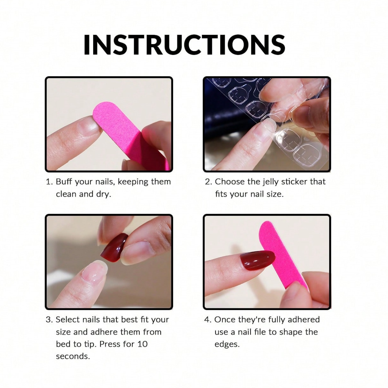 10個入り、手作りのスティレット型つけ爪。ヌードカラー、ブラ - Nail Art Red のレビューと価格